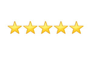 Five gold stars representing a five star customer rating for Legacy Roofing Pros