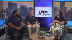 David Hanna and Dominique Gilmore from Legacy Roofing Pros discussing roof inspections during a We Are Austin interview