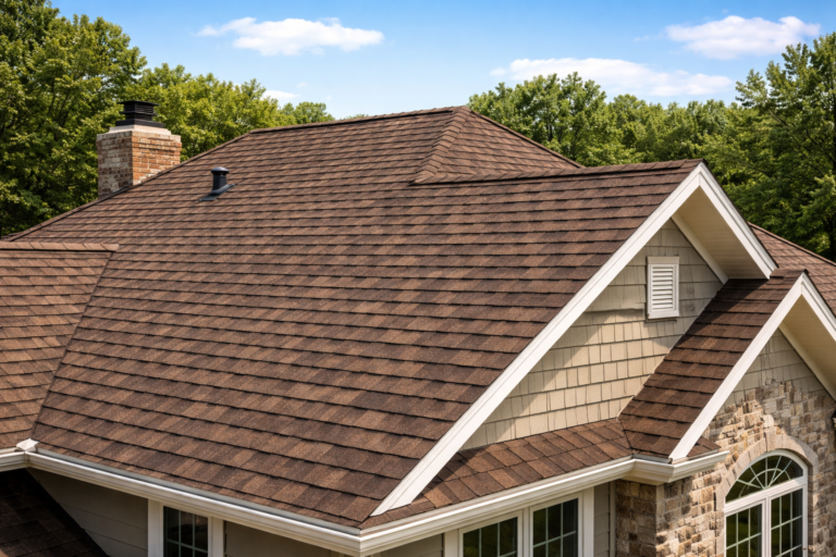 asphalt shingle roof with architectural shingles installed on a residential home in Texas