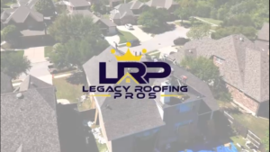 Legacy Roofing Pros roofing services video overlay showing professional Texas roof inspection and repair team
