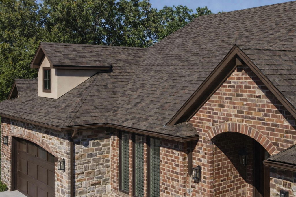 TAMKO Stormfighter Flex asphalt shingle roof installed on a brick residential home in Texas