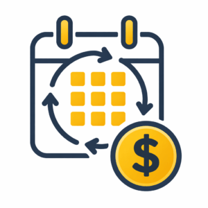 monthly payment plans icon showing calendar and dollar sign for roof financing options