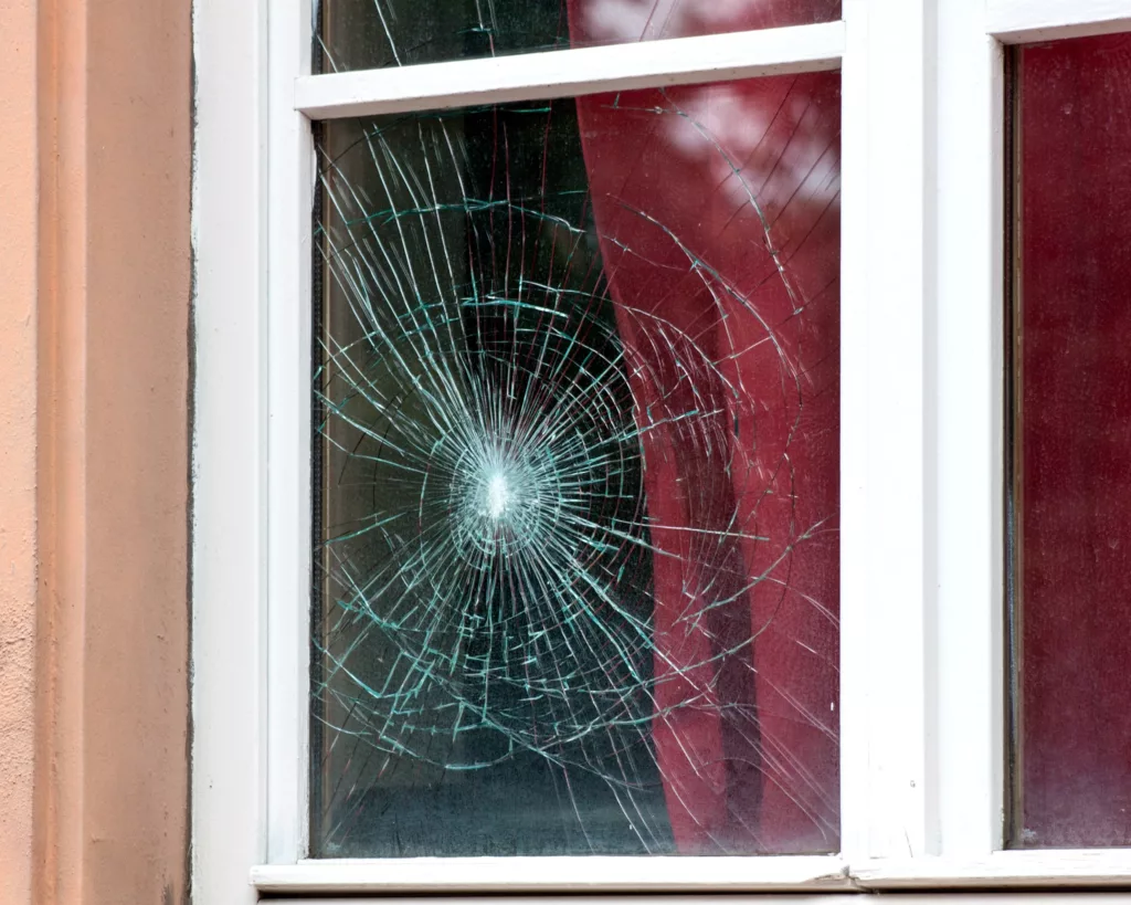 Close-up of cracked window pane