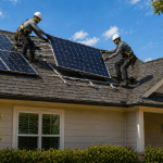 solar panel detach and reset service on residential roof in Texas with technicians safely removing and reinstalling panels