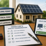 solar permitting and utility coordination process with permits checklist utility approval and residential solar home model