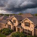 Texas home with durable roof under clearing post-storm skies symbolizing emergency prevention