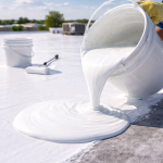 contractor applying reflective cool roof coating on a flat commercial roof to reduce heat absorption in Texas