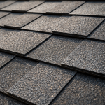 close-up of impact resistant asphalt roofing shingle texture