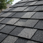 Close-up view of Class 4 impact-resistant shingles installed on a residential roof showing texture and durability