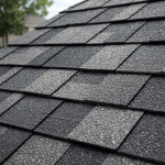 Close-up view of Class 4 impact-resistant shingles installed on a residential roof showing texture and durability