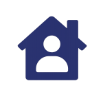 house icon with person silhouette representing a registered roofing contractor in Texas