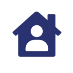 house icon with person silhouette representing a registered roofing contractor in Texas