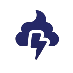 storm cloud icon with lightning bolt representing roof storm damage repair services in Texas
