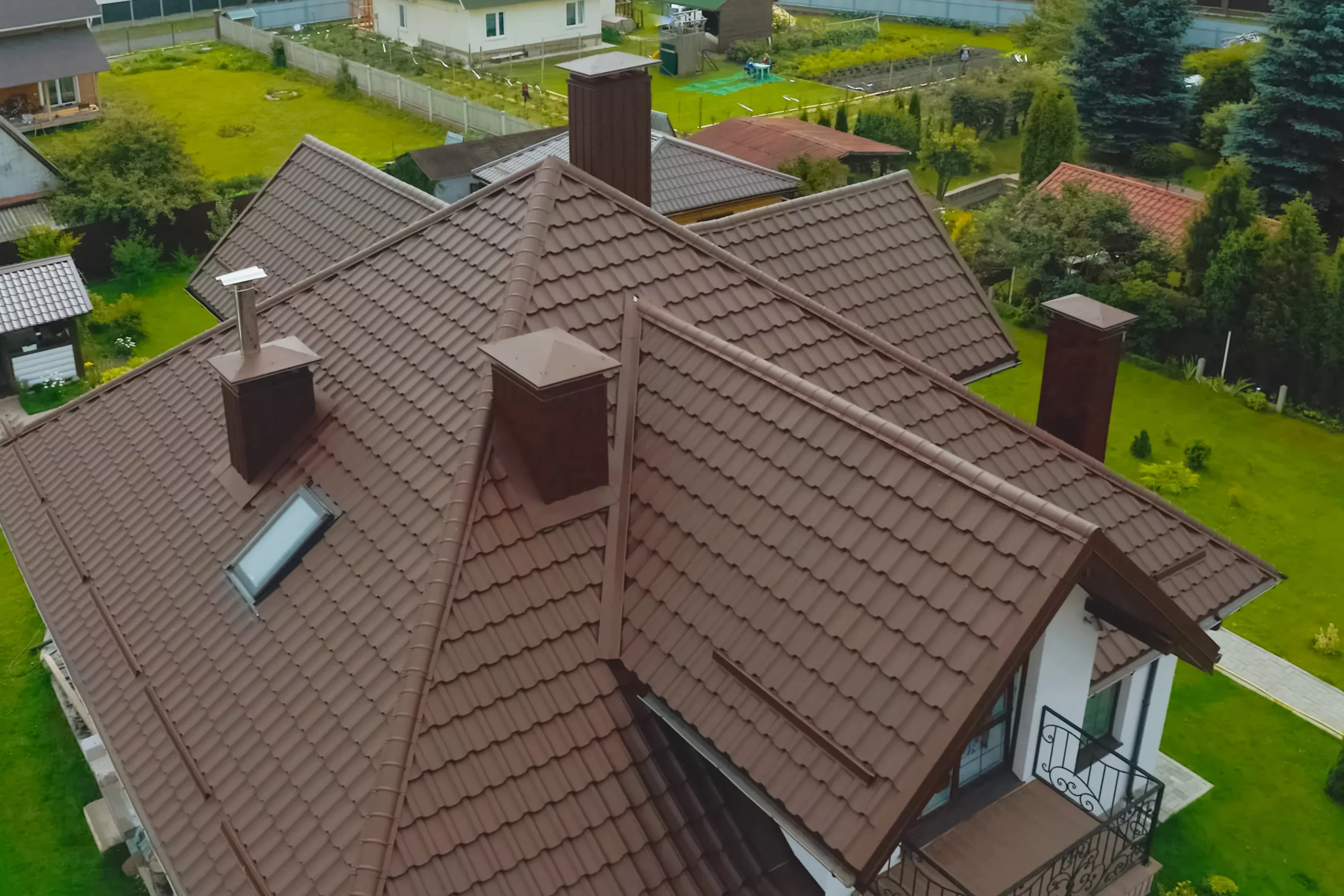 Brown metal roof on a house