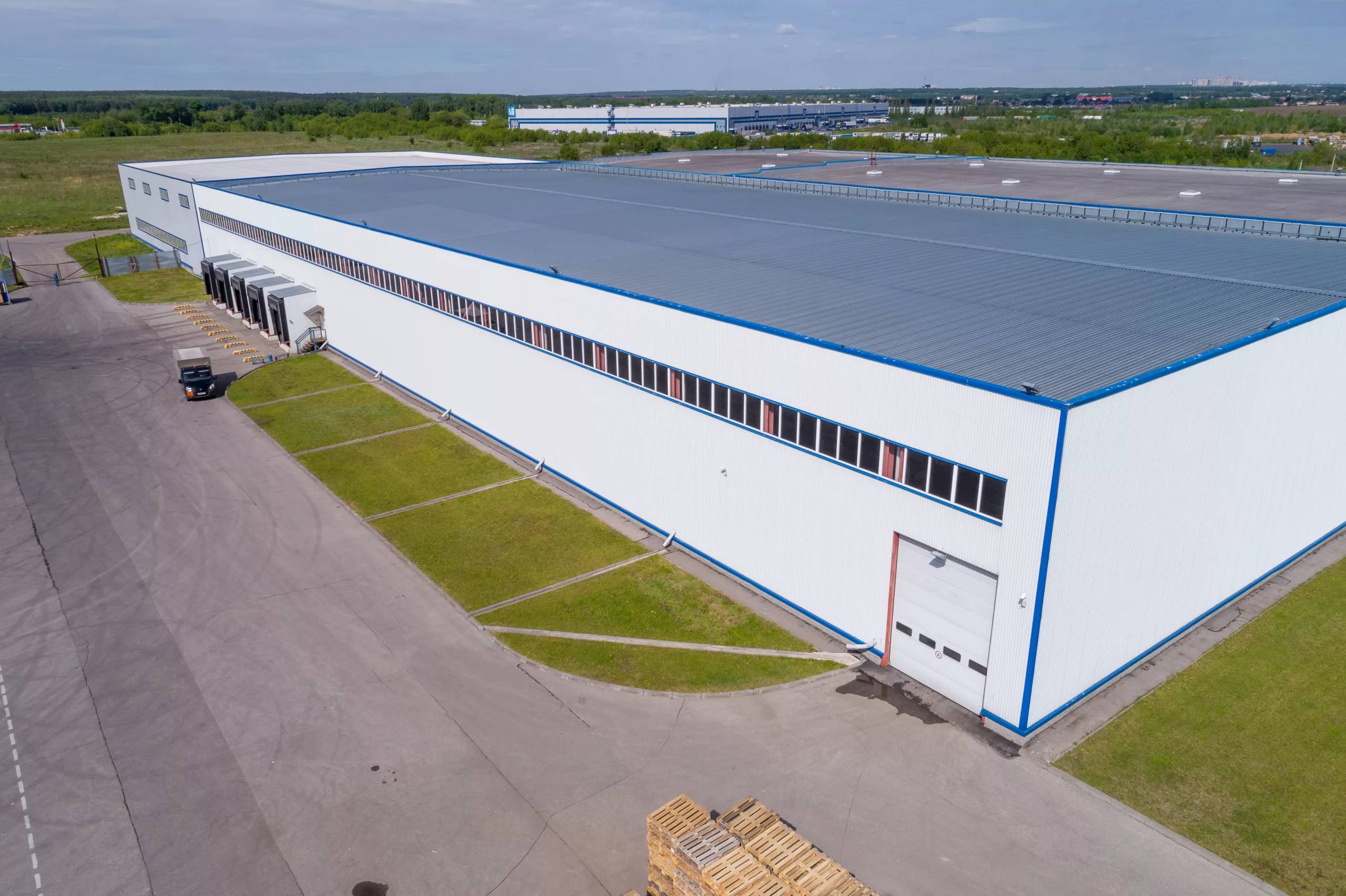Aerial view of commercial roof