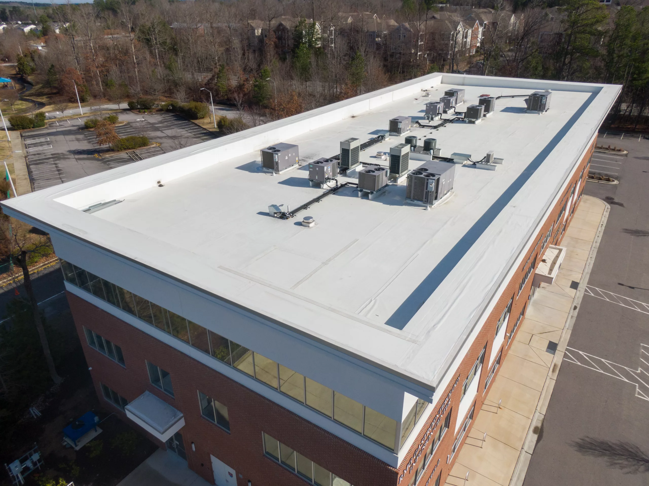 Aerial view of commercial roof