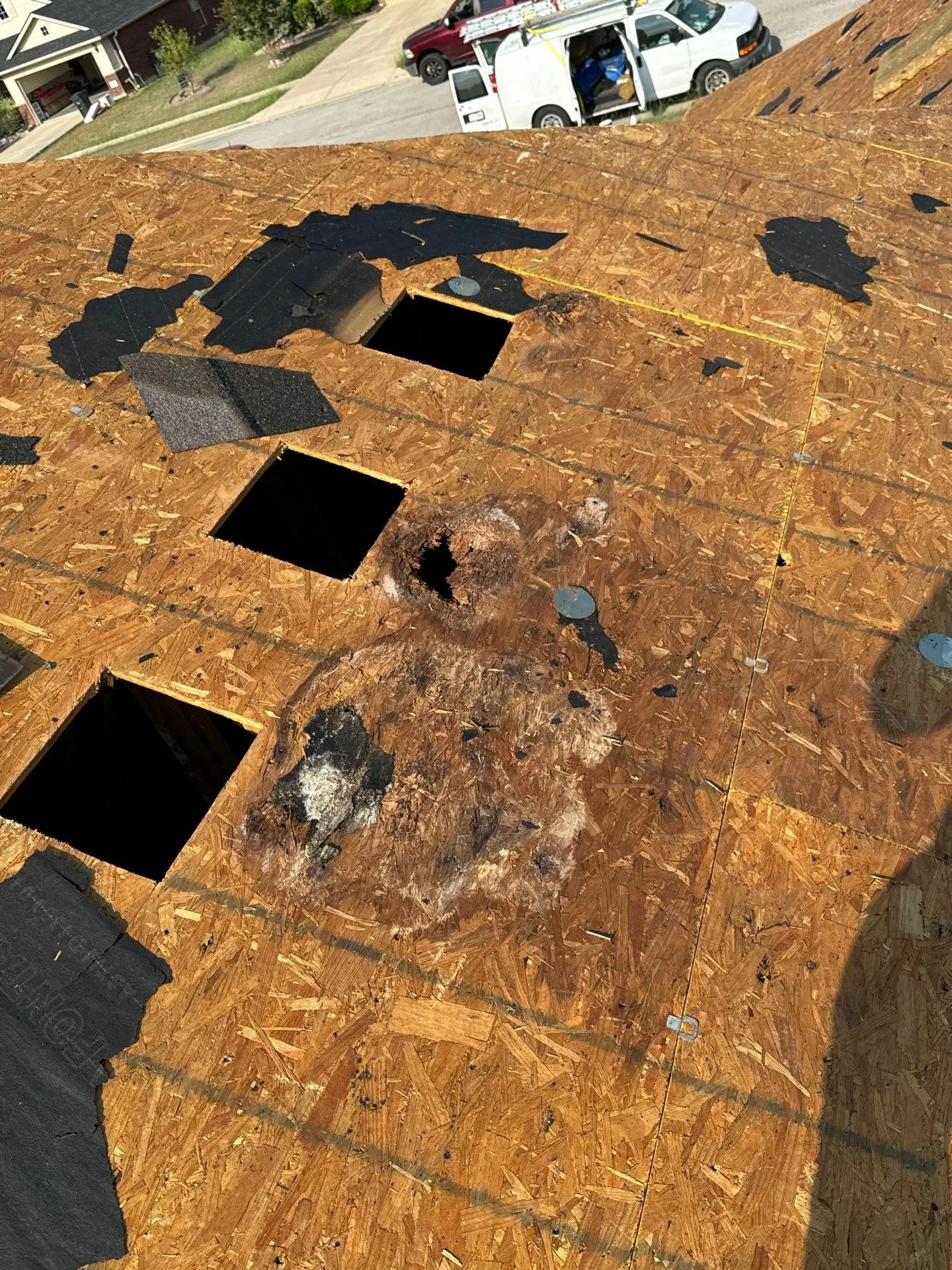Roof deck replacement after rain damage in Texas